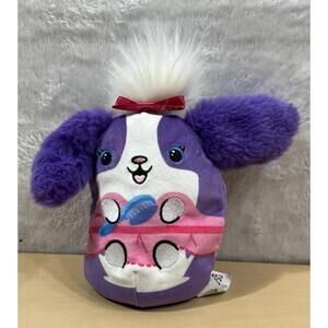 Dogs vs Squirrels Plush Purple Puppy 7” Stuffed Animal Bow & Fluffy Hair Tag